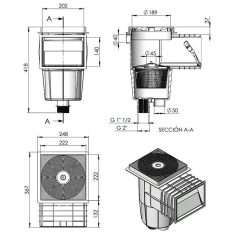 Alternative view of Skimmer boca standard hormigón tapa cuadrada AstralPool